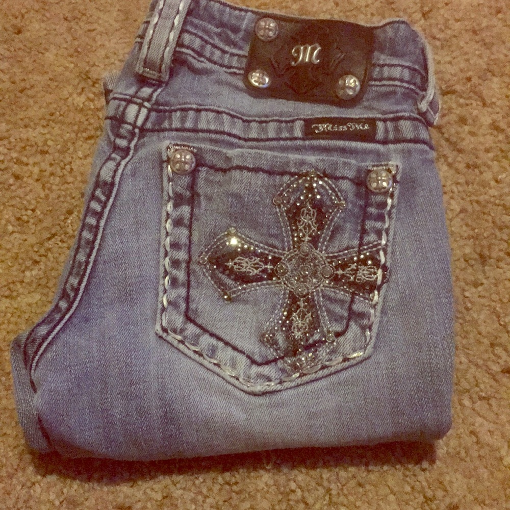 Miss Me Women's Light Blue Embellished Pocket Jeans